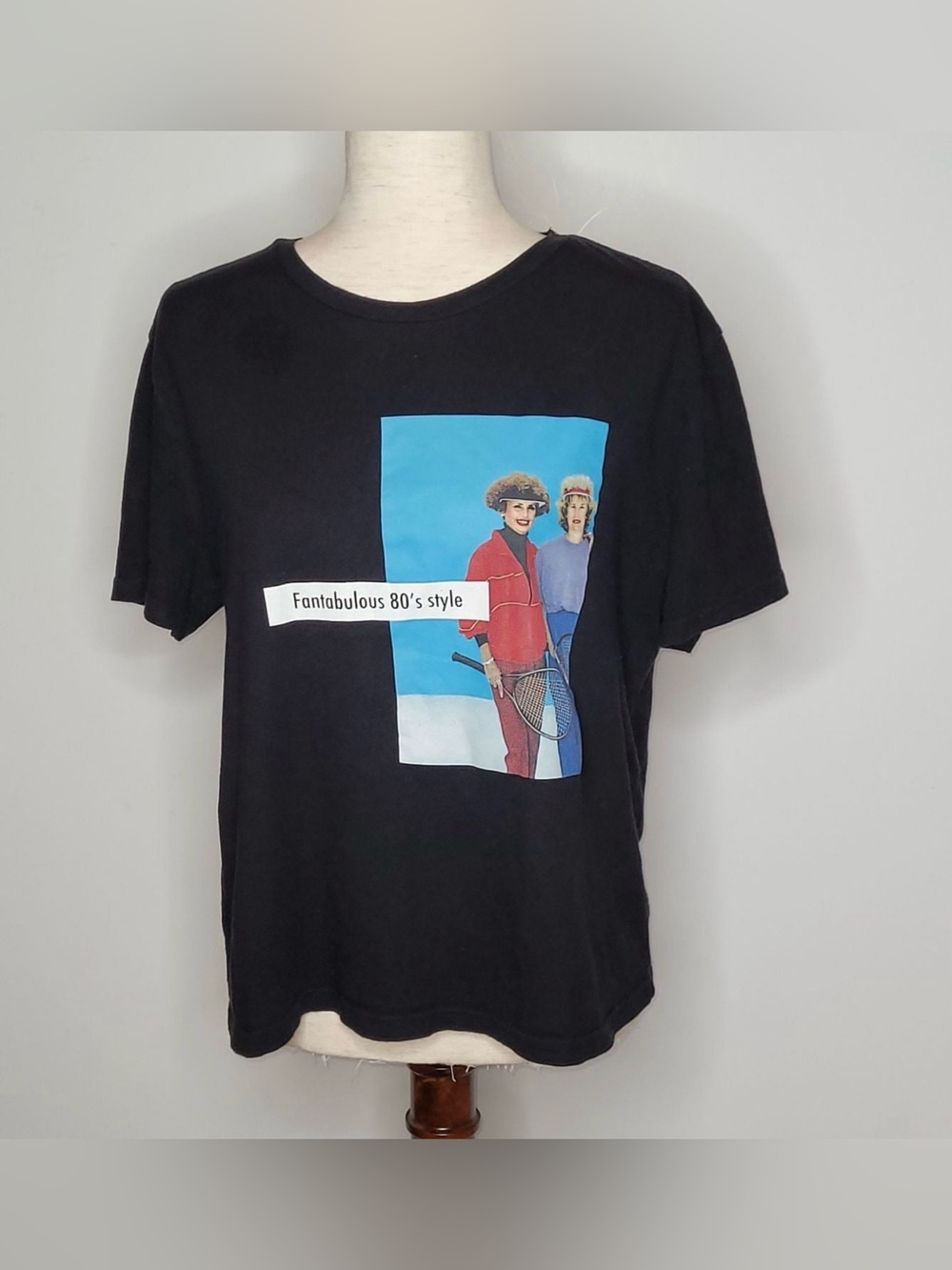 Zara Graphic Tee Black 80s Style Boxy Shirt Medium